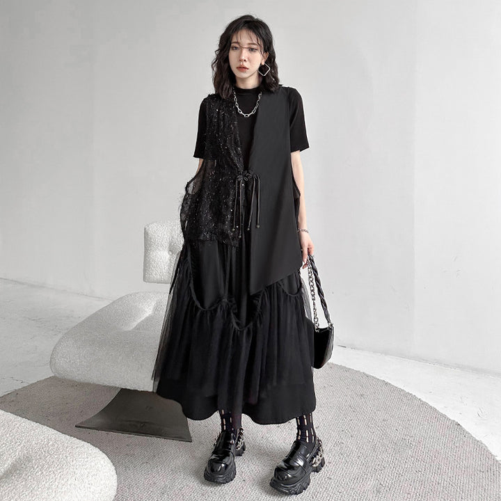 Suspender tulle flare skirt