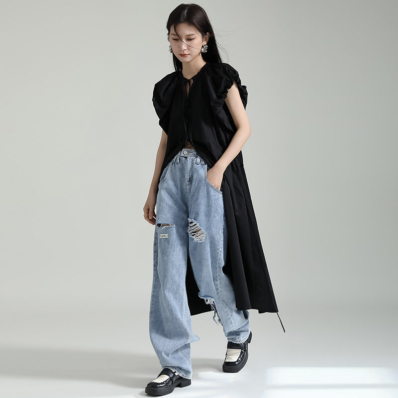 Gathered Sleeve Flare Onepiece