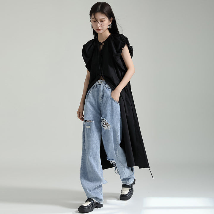 Gathered Sleeve Flare Onepiece