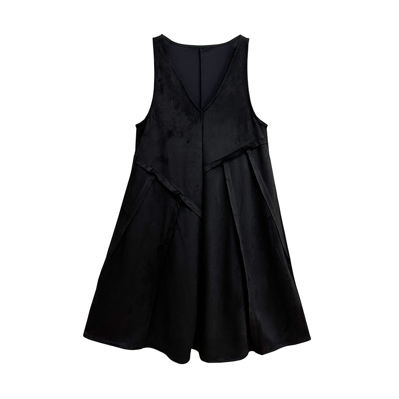 Velvet big skirt vest dress