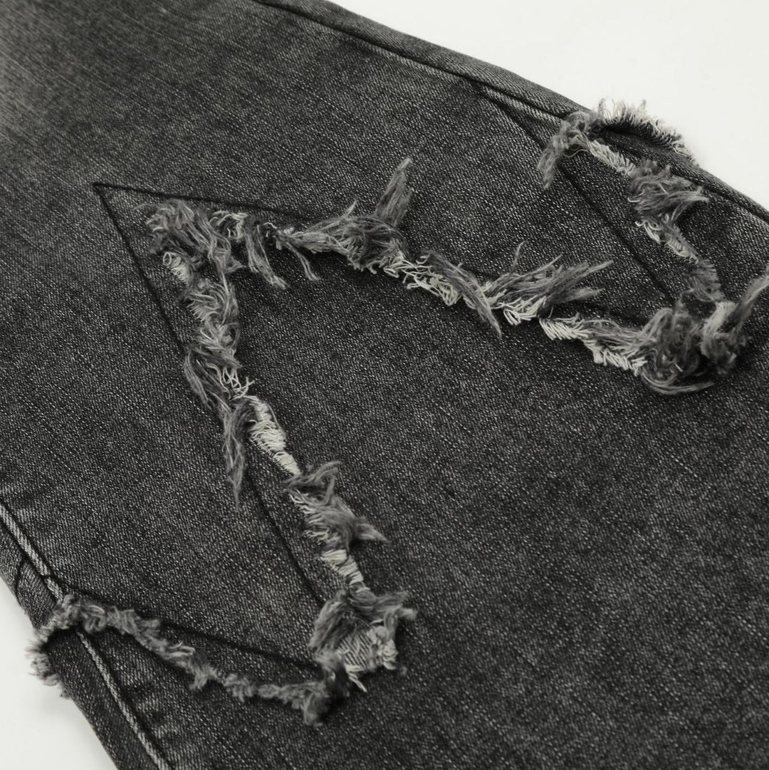 Burning Cross Belt Bell Bottm Denim Pants