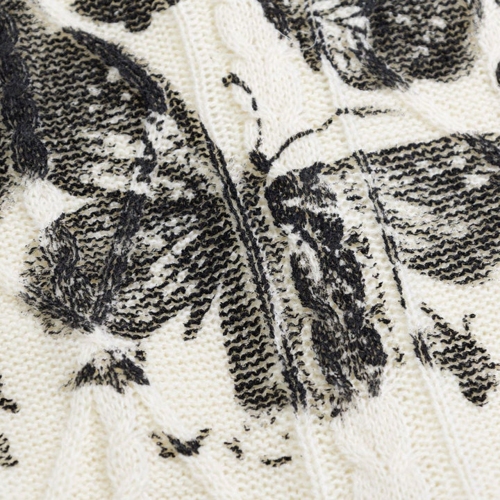 Butterfly Print Knit Pullover Sweater