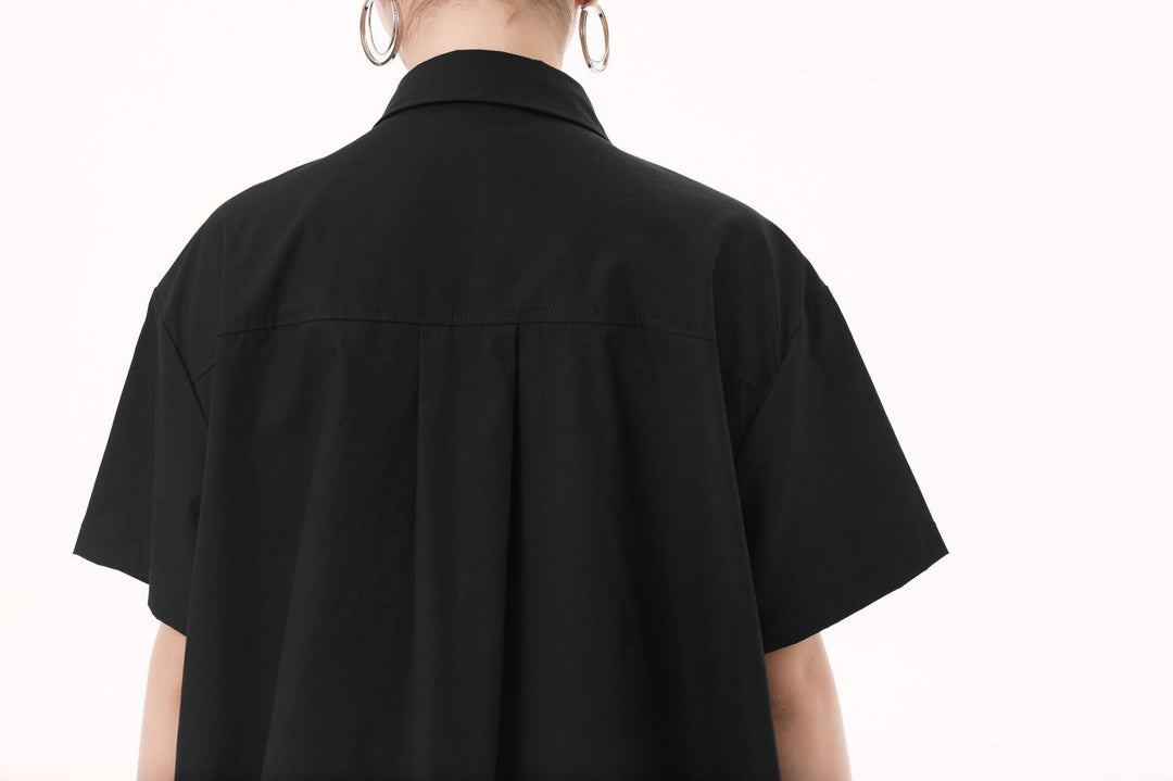 Bow short sleeve shirt dress