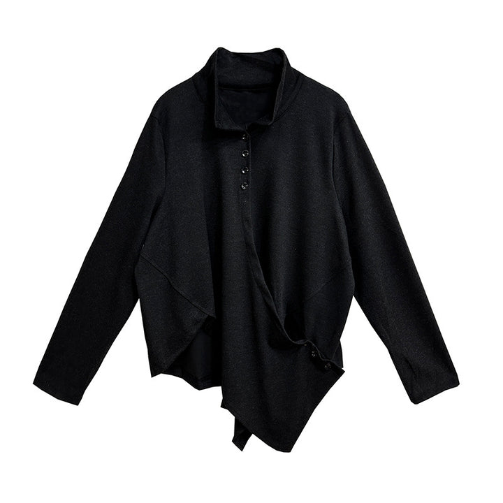 Asymmetry stand collar T-shirt