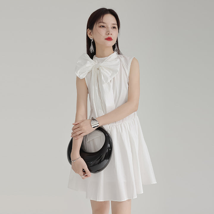 Bow tie sleeveless slim dress