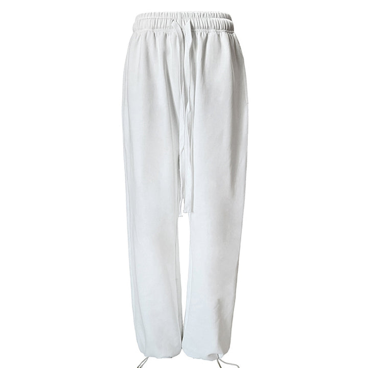 Simple drawstring design casual pants