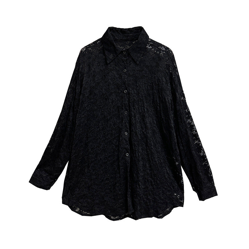 Lace shirt and sleeveless cardigan vest