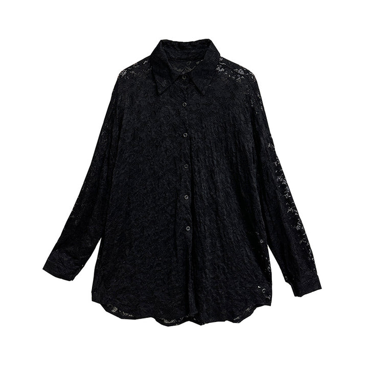 Lace shirt and sleeveless cardigan vest