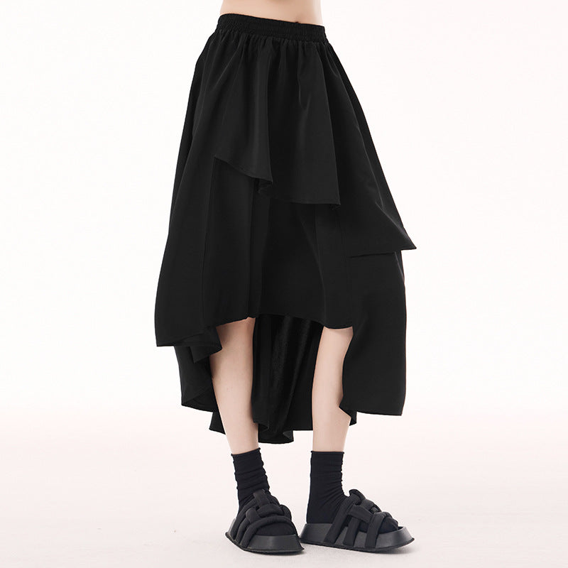 Asymmetrical layer midi skirt
