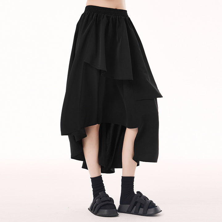 Asymmetrical layer midi skirt