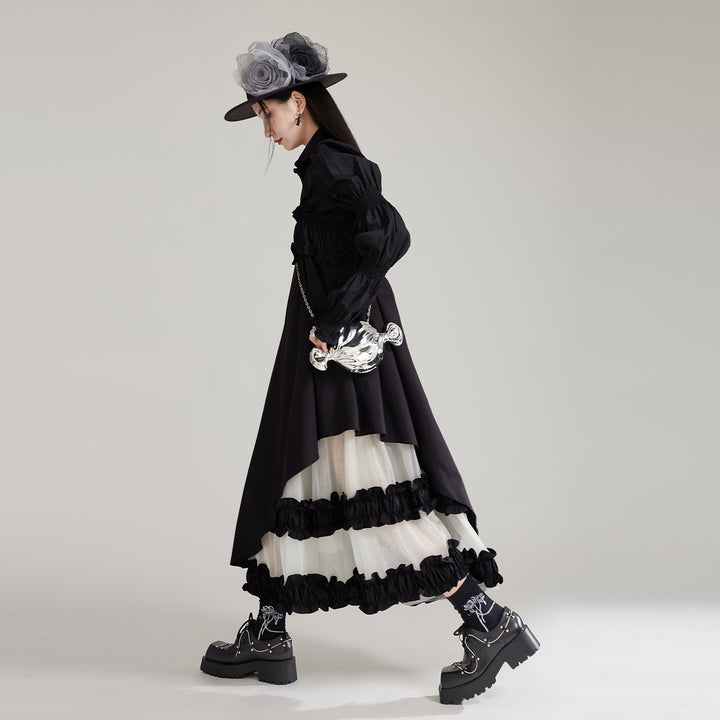 Suspenders Mesh Lace Patchwork A line Dress