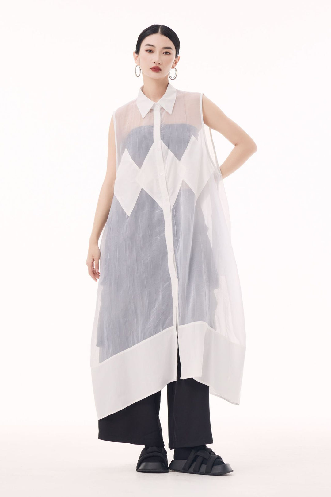 Sheer sleeveless vest dress