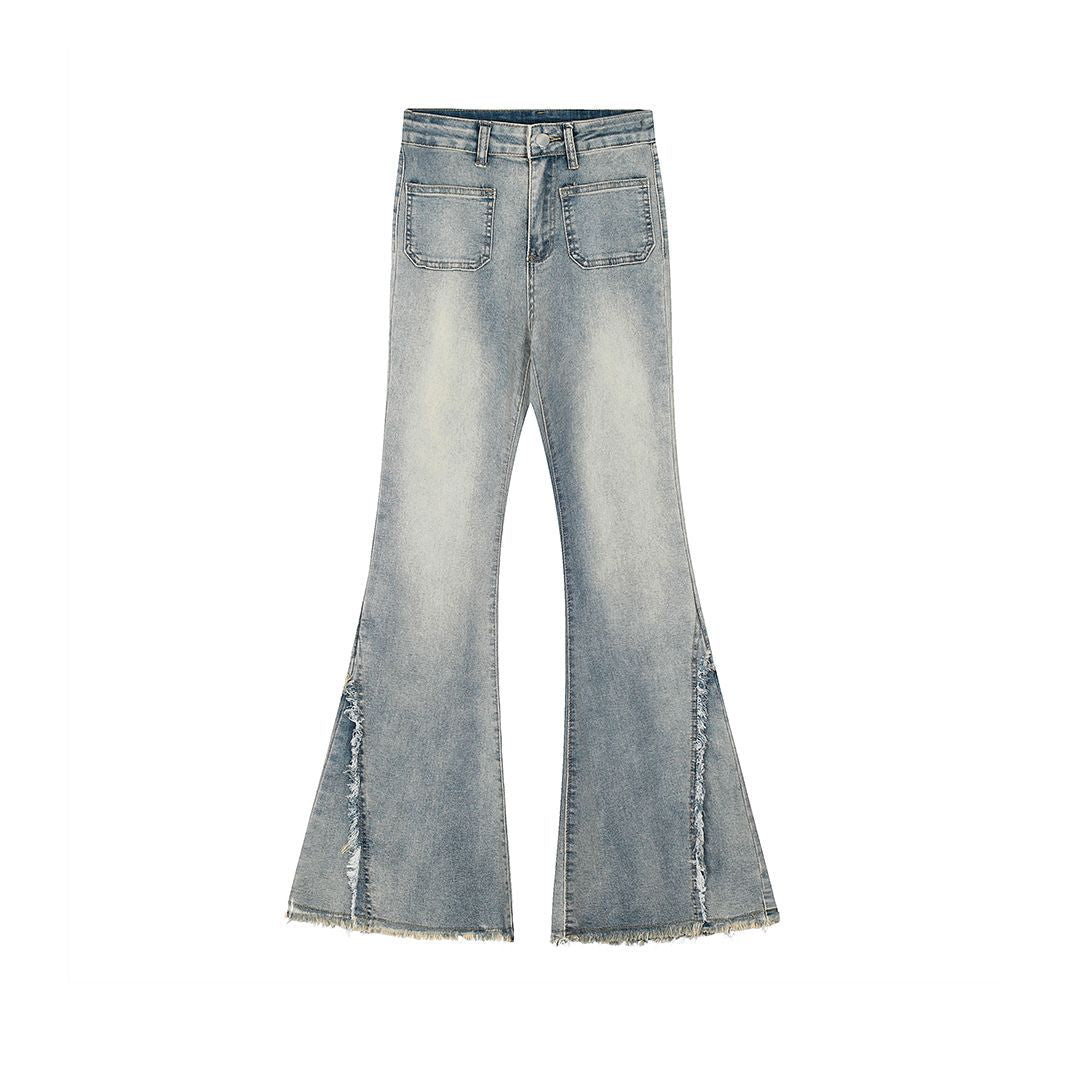 Back Pocket Lace Up Denim Jeans