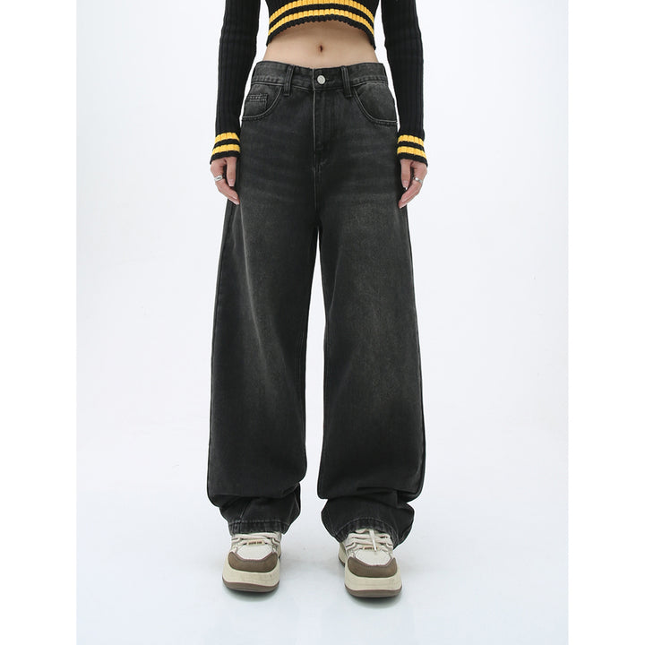 Carmour denim retro color wide-leg pants