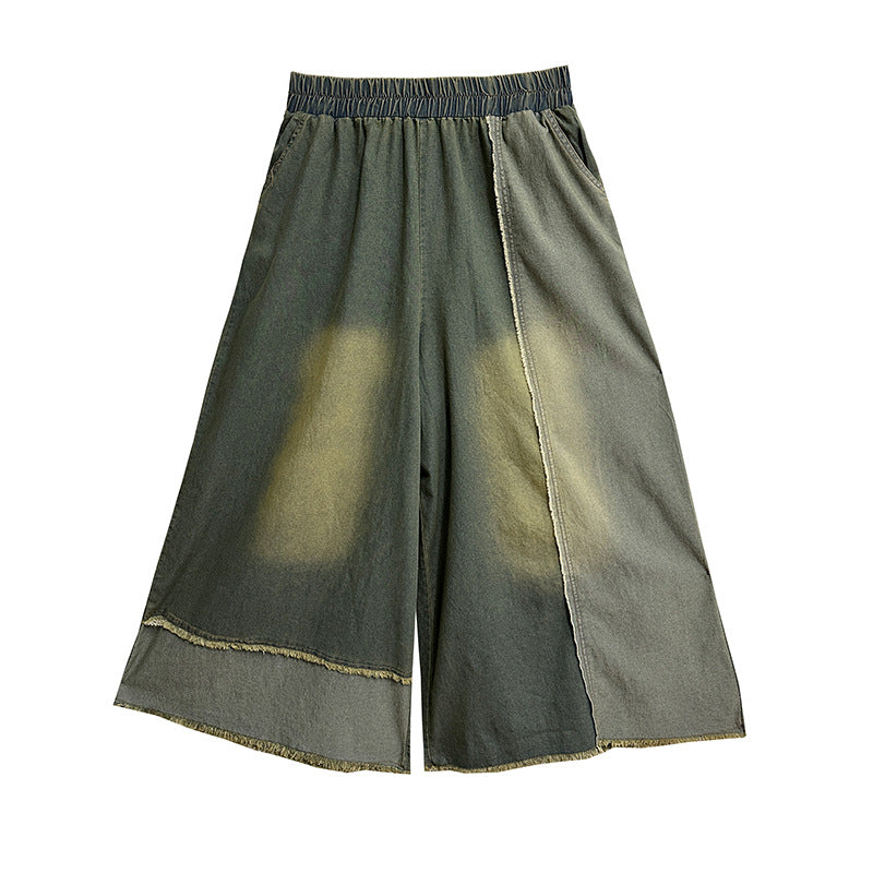 American style drape contrast denim