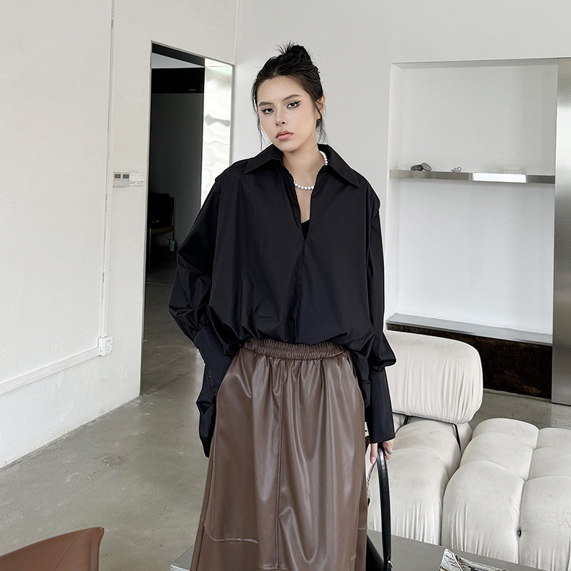 V-neck Balloon Design Shirt