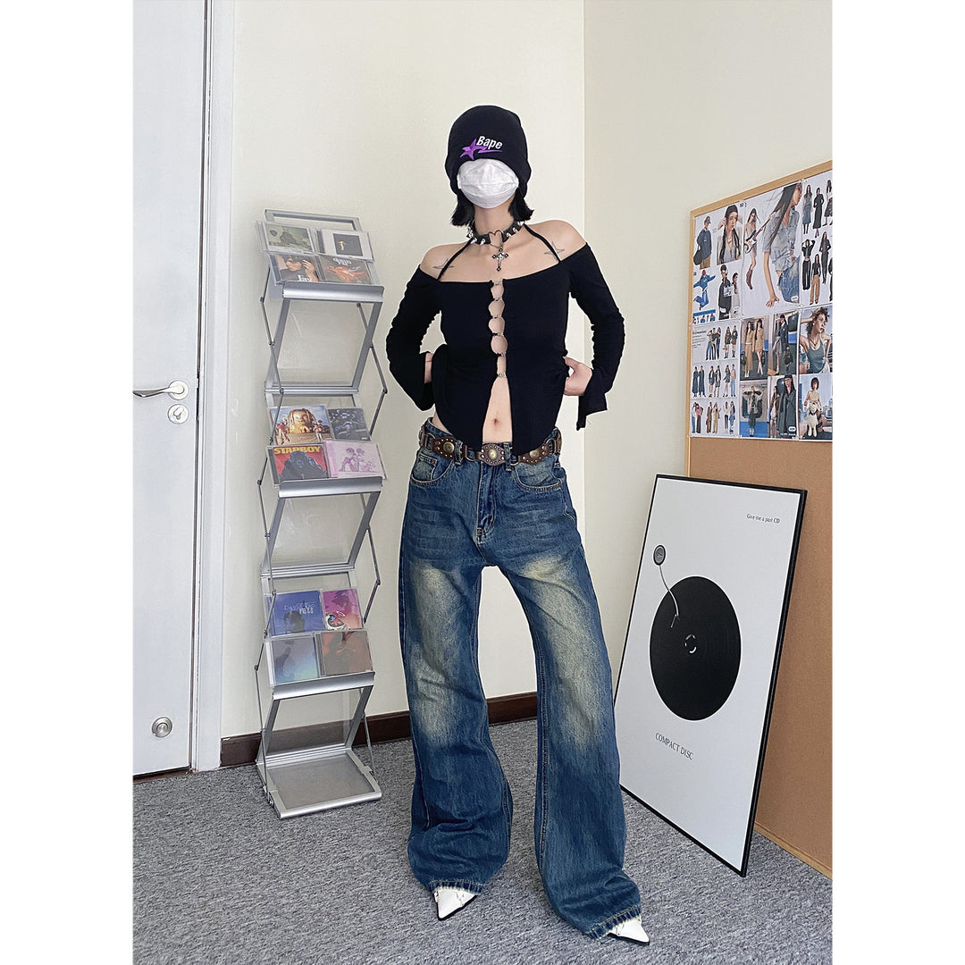 Retro blue washed jeans