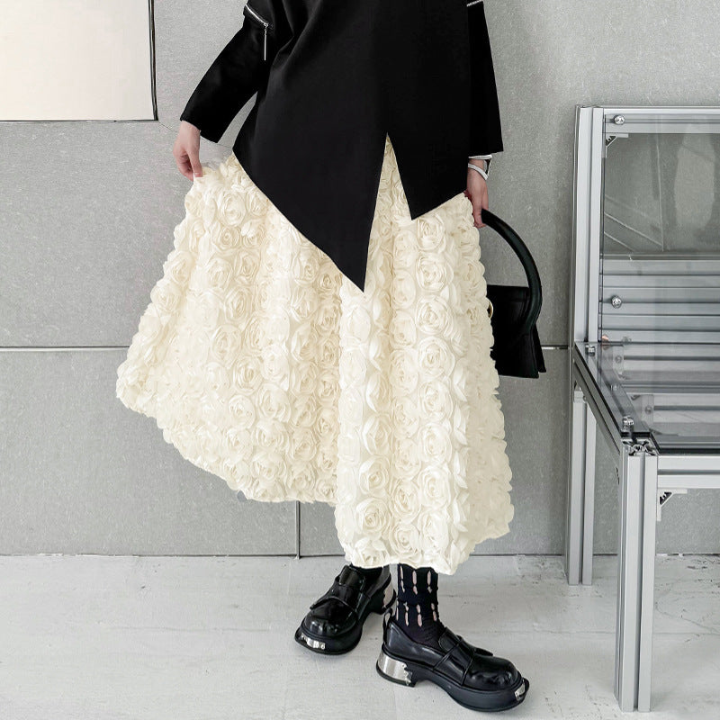 Flower volume A-line skirt