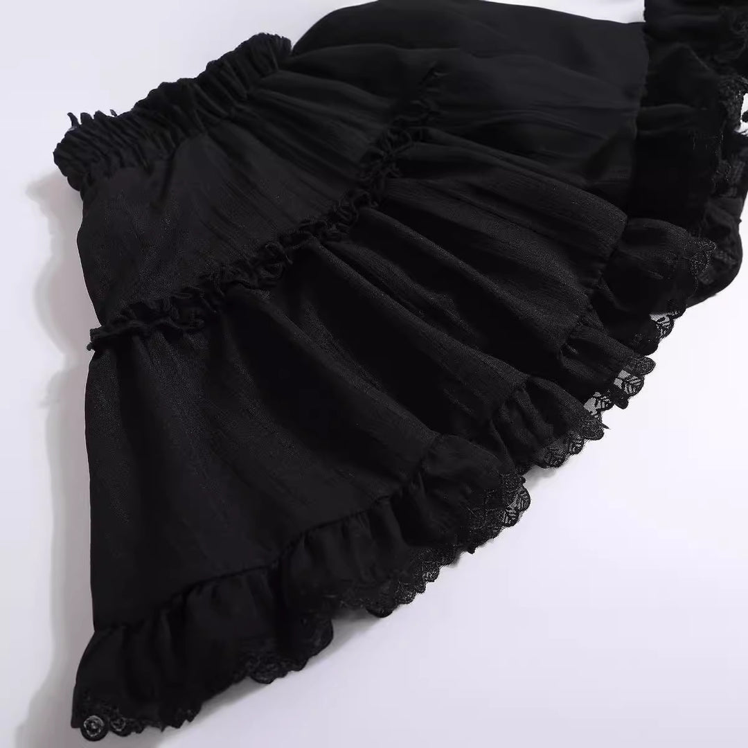 Lace flare mini skirt