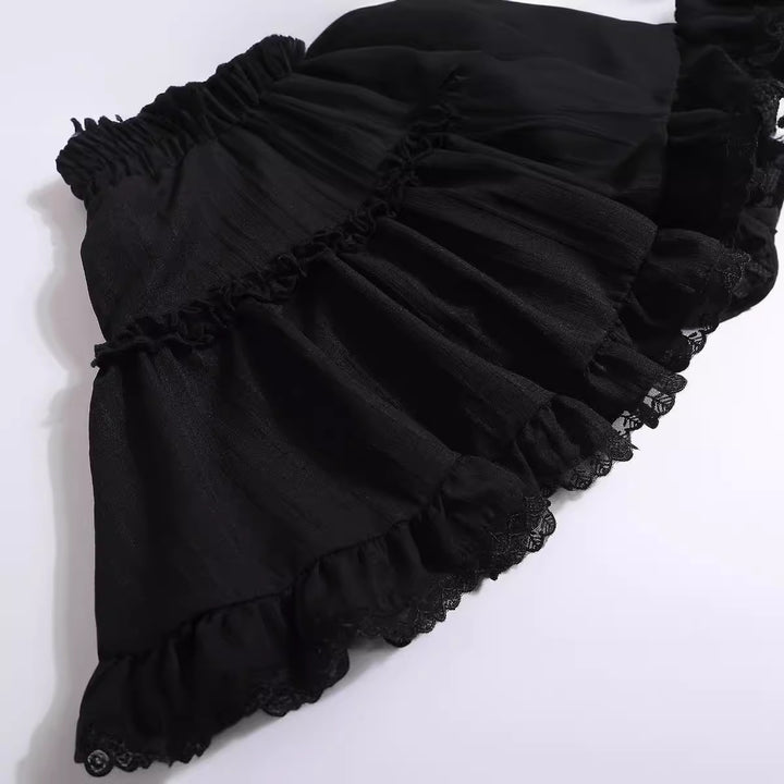 Lace flare mini skirt