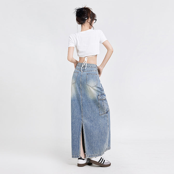 A-line denim skirt