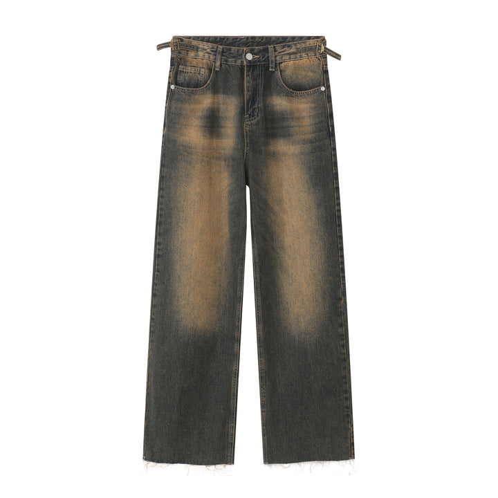 Rusty-colored waist adjustable jeans
