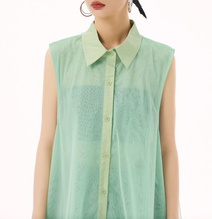 See through tiered vest long dress