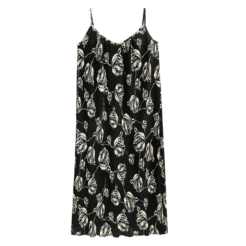 Sleeveless pleated floral onepiece