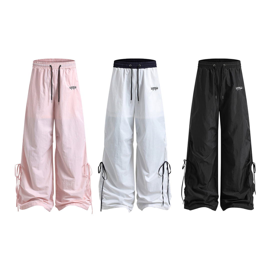 Loose Said Shirring Ribbon Long Pants