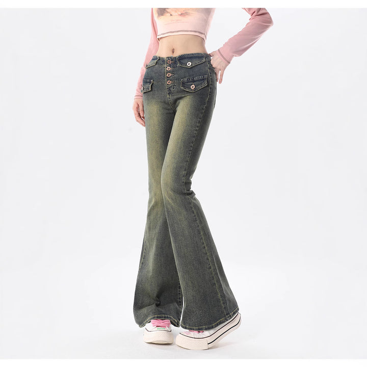Front Design High Waist Flare Pants