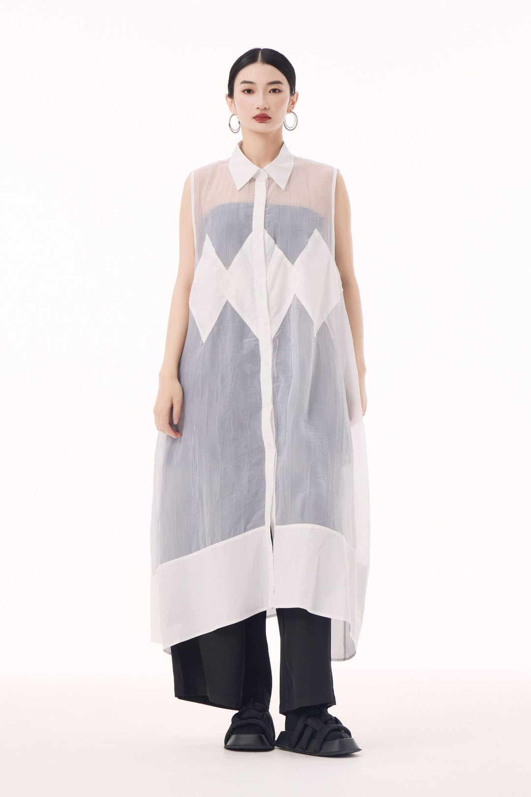 Sheer sleeveless vest dress