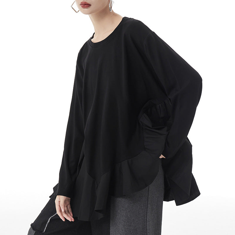 Loose frill round neck pullover