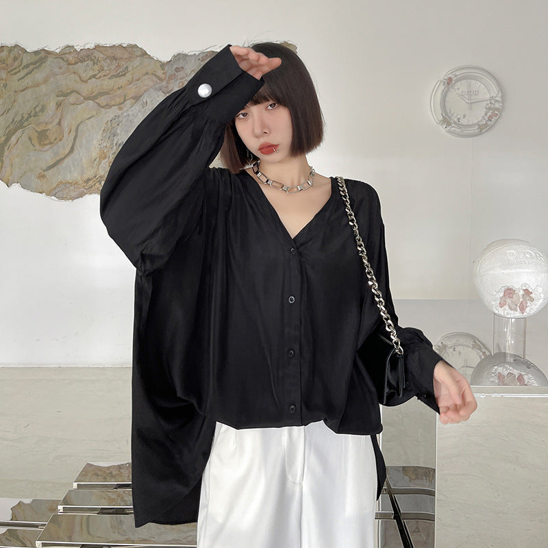 V-neck long-sleeved relax shirt