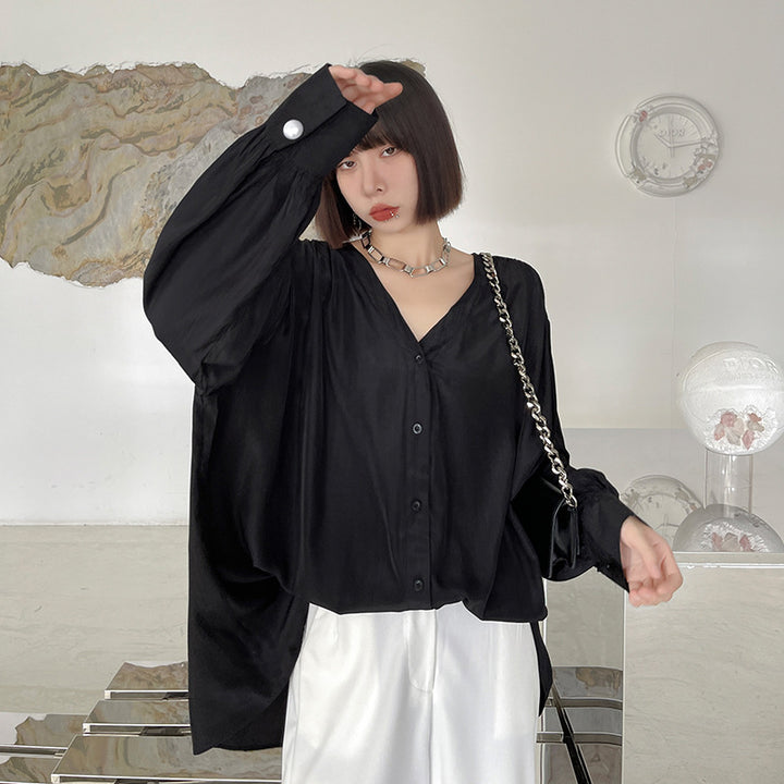 V-neck long-sleeved relax shirt