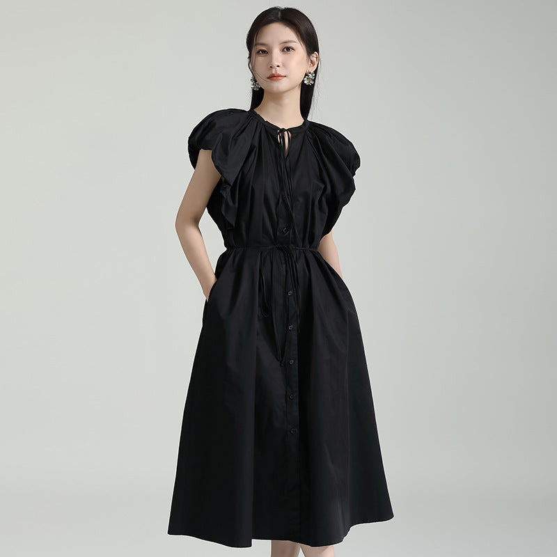 Gathered Sleeve Flare Onepiece