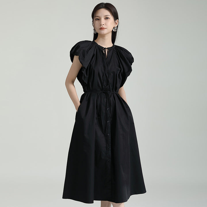 Gathered Sleeve Flare Onepiece