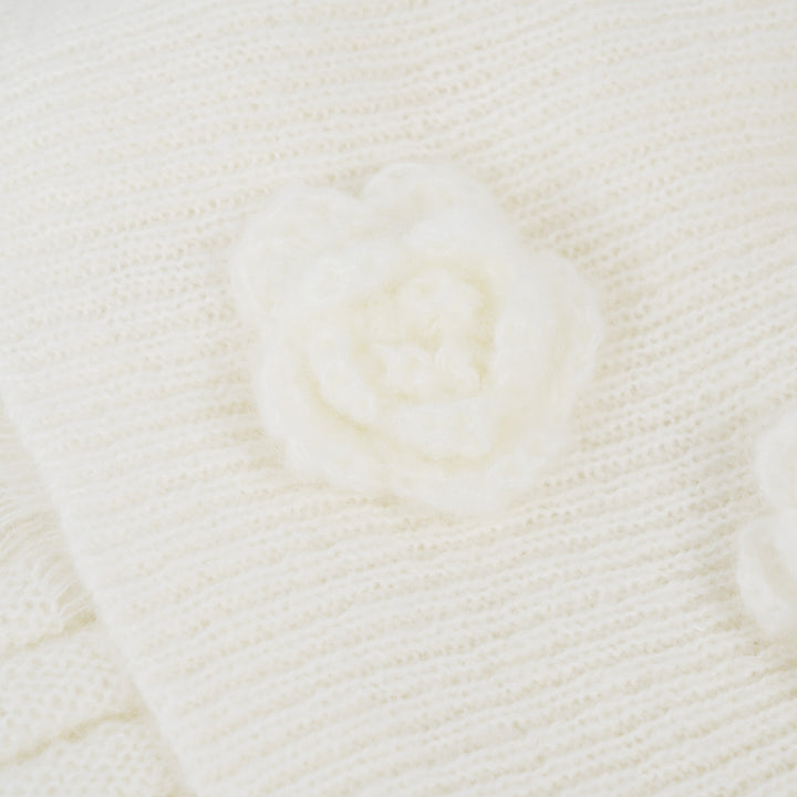 Flower Off Shoulder Slim Sweater