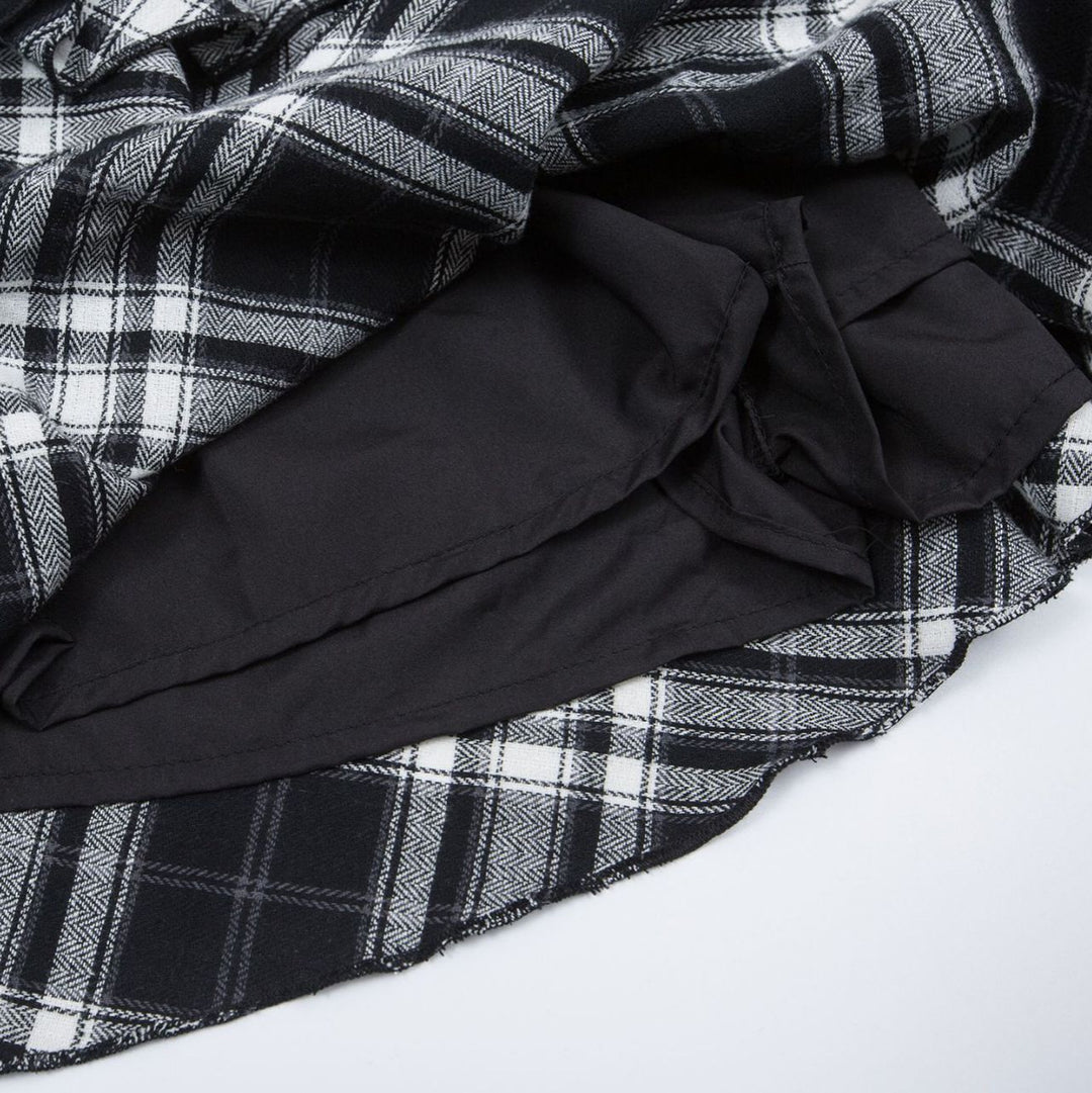 Asymmetry Check Mini Skirt
