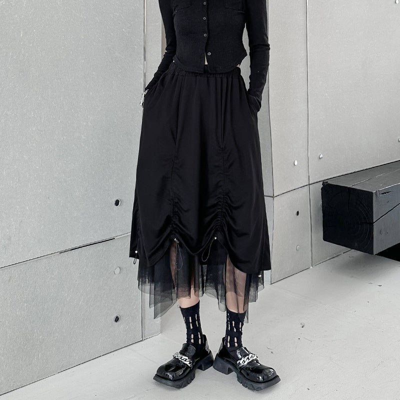 Gathered layered tulle skirt