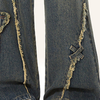 Butterfly Vintage Wide Denim Pants