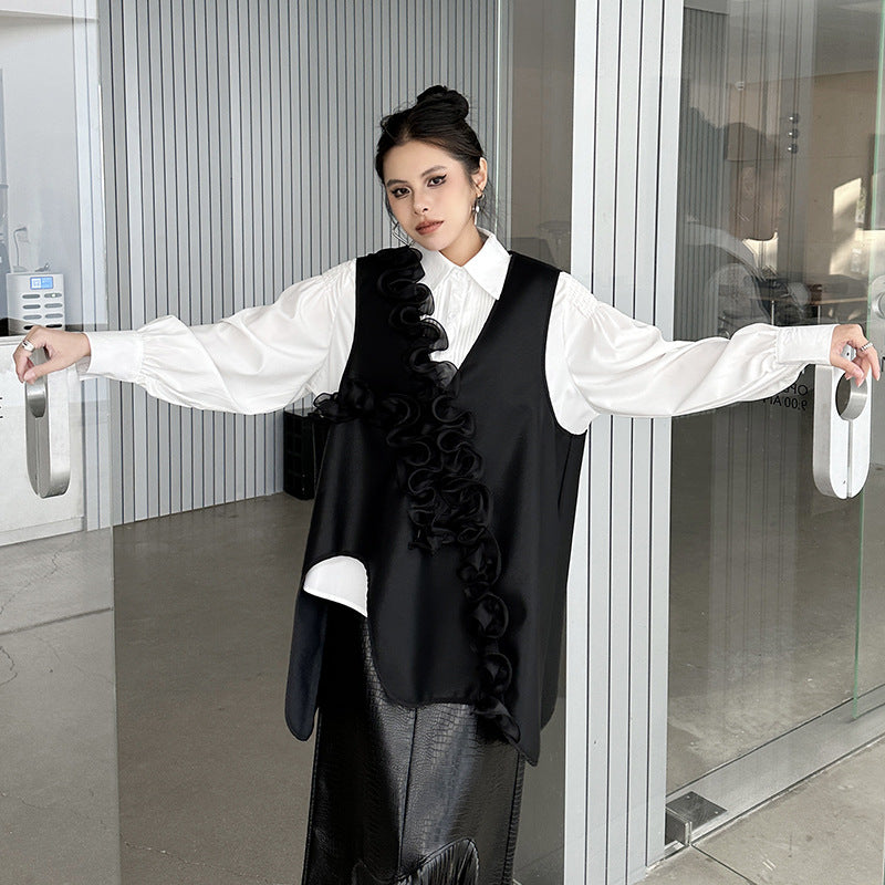 PU Leather V-neck vest