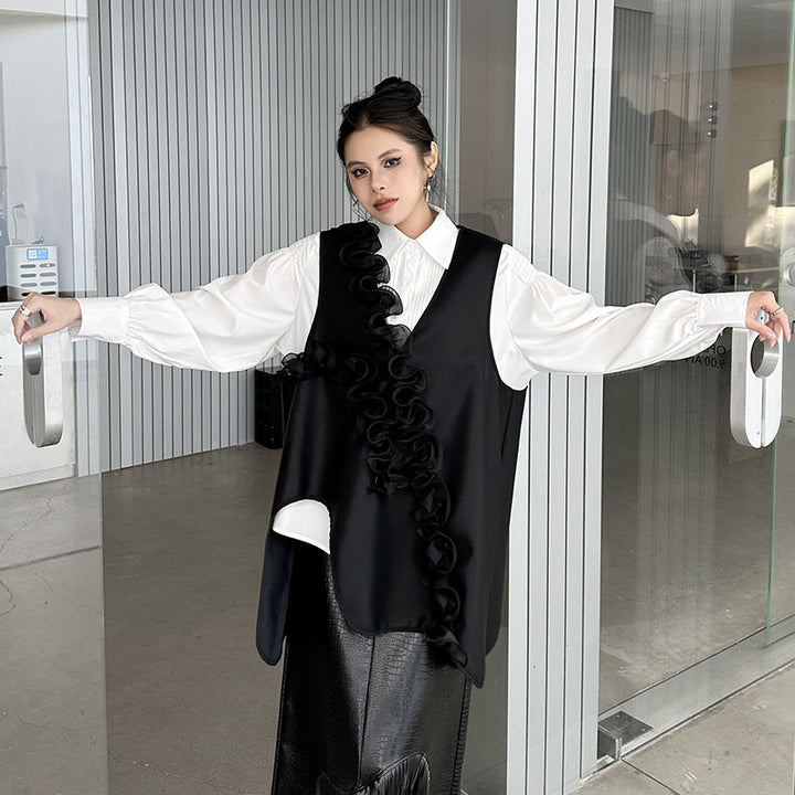 PU Leather V-neck vest