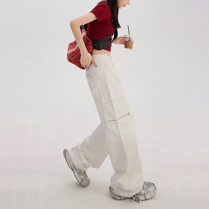 Loose wide leg low waist work pants