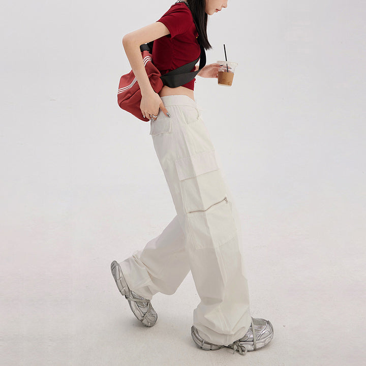 Loose wide leg low waist work pants