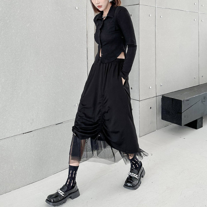 Gathered layered tulle skirt