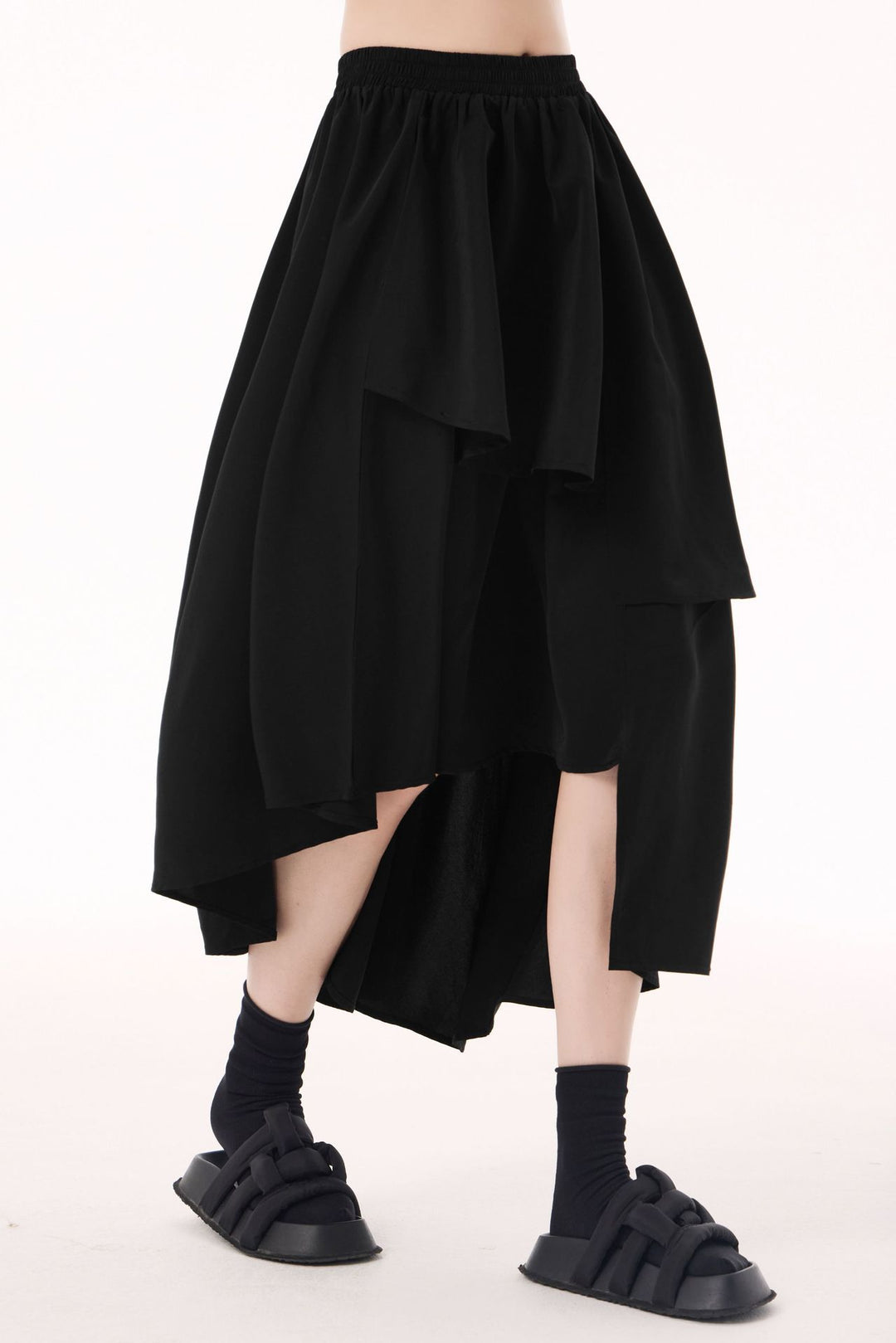 Asymmetrical layer midi skirt
