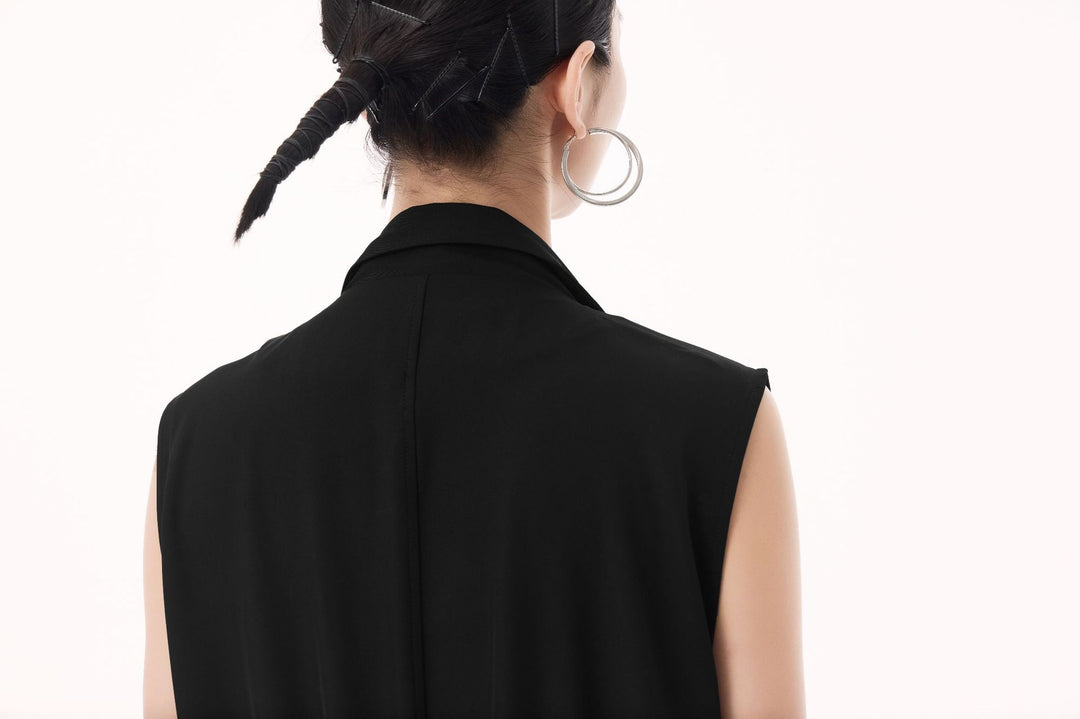 Large pocket sleeveless vest dress