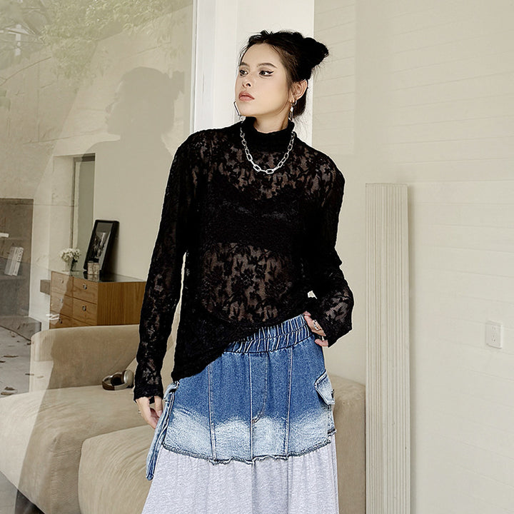 Lace Long Sleeve Tops