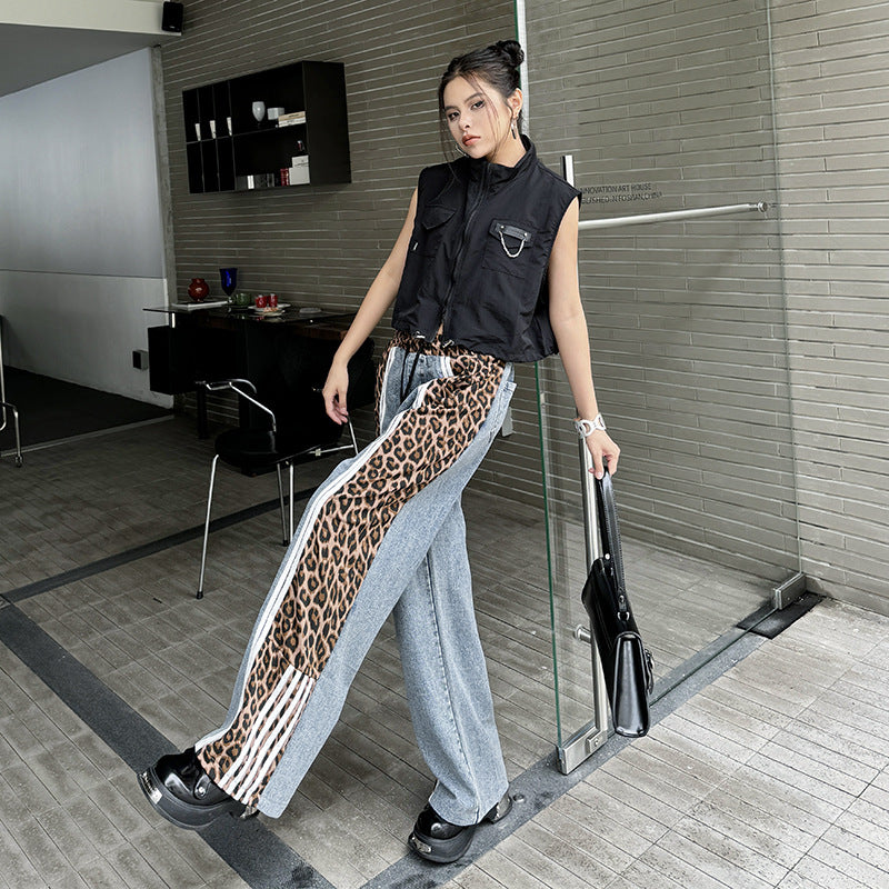 Leopard loose niche design casual pants