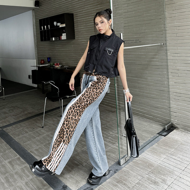 Leopard loose niche design casual pants